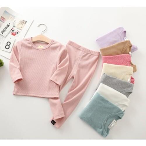 New 100% Cotton For Girls Boys 2 Pieces Set Pyjamas Kids Autumn T-Shirt Pant Cartoon Pajamas Sets Sleepwears For 2 4 5 6 7 Years