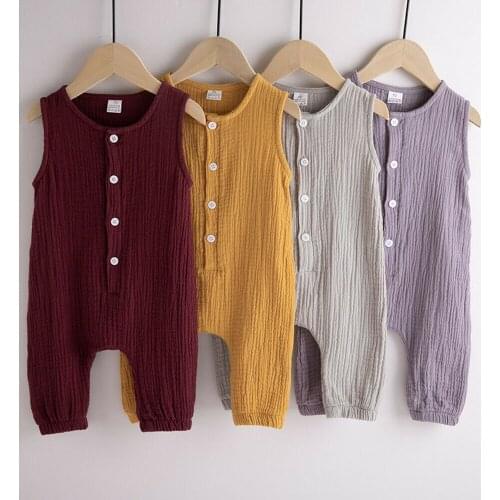 Newborn Baby Girl Boy Solid Romper Jumpsuit Outfits Sunsuit Clothes Summer Sleeveless Baby Clothing