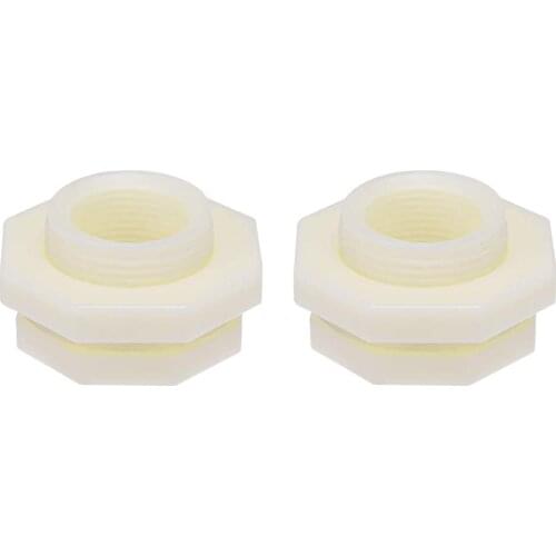 ABS Bulkhead Tank Fitting Adapter 1 Inch for Rain Bucket Aquariums Water Tanks Ponds G1 Female 2Pcs