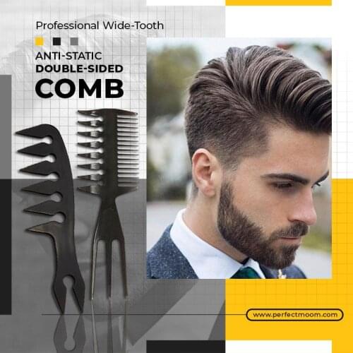 Professional styling hair brush oil comb Wide Tooth Retro oil head Anti-Static Mens beard Double-Sided Comb Barber styling tool
