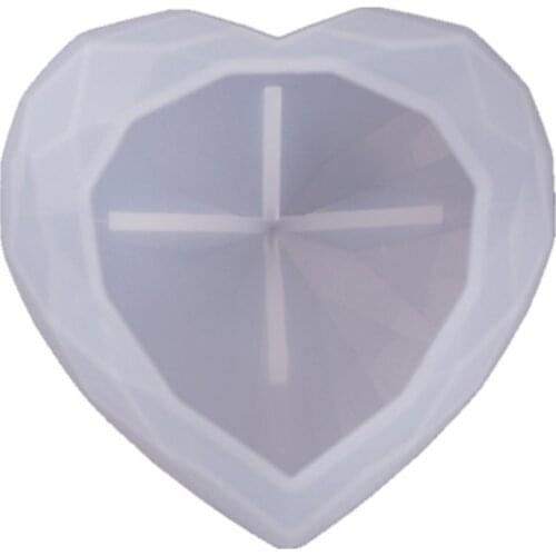 R58E Handmade Large Faceted Heart Resin Mold 3D Diamond Crystals Heart Resin Casting Mold Love Heart Mold Art Crafts Tools