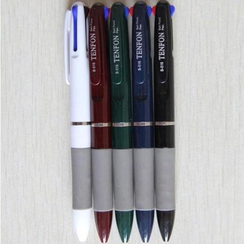 12pcs/lot 3 COLORS Ink in 1 Press Ballpoint Pen 0.7mm Classic Office& School Accessories Pens Stationery Escolar Material