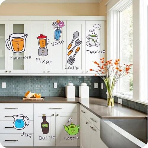 Removable Wall Stickers Creative Kitchen Cartoon Fashion Refrigerator Wall Decoration