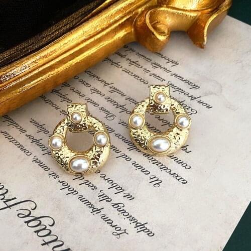 Retro Earrings Fashion Trend Statement Temperament Gold Color Alloy Pretty Women Girls For Party Gift