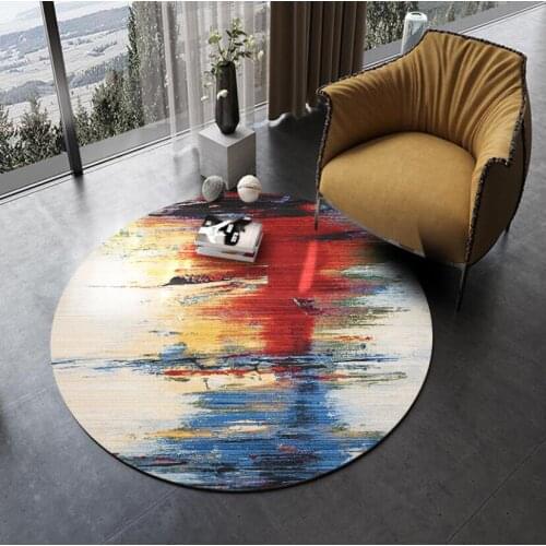 Nordic Round Carpet Geometric Area Rugs Polychrome Carpet for Living Room Modern Minimalism Abstract Chair Pad Polyester Carpets
