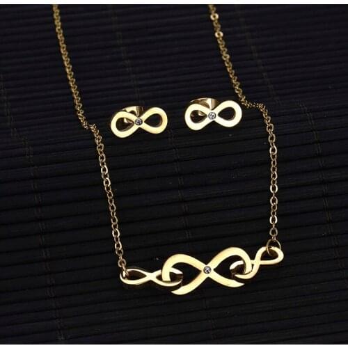Spark New Arrival Infinity Jewelry Set Never Fade Stainless Steel necklace Earrings Jewelry Sets Female Gift Dropshipping