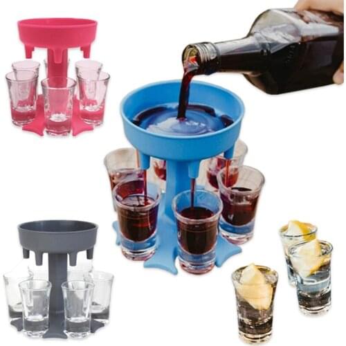 Glass Dispenser and Holder Beverage for Filling Liquids Multiple Holder Carrier Caddy Liquor Shots Bar Cocktail 6 Shot Dispenser