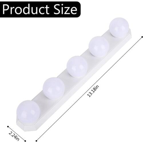 Portable Makeup Light USB 5 LED Bulbs Mirror Cosmetic Lights with 3 Lighting Modes Adjustable for Bathroom Dressing Room