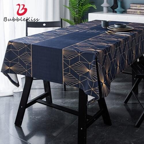 Bubble Kiss Navy Blue Geometric Tablecloth Rectangular Tablecloths Kitchen Table Linens Banquet Dining Wedding Table Cloth 2021