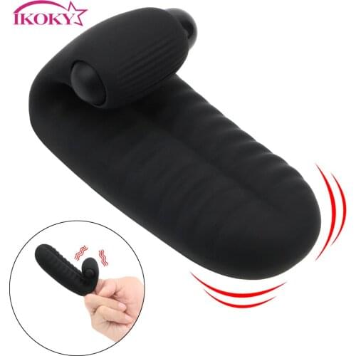 IKOKY Double Finger Vibrator Couple Foreplay G-spot Massager Sex Toys for Women Clitoris Stimulator Vagina Stimulation Silicone
