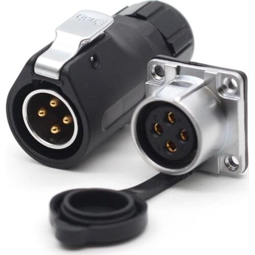 XHP20, Solar Energy DC Waterproof Connector 4 Pin Power Cable Circular Industrial Male Plug Female socket IP67