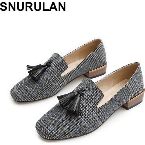 SNURULAN Womens shoes; trendy square toe pumps; sandals without a fringe fastener; massive slippers on a massive heel; big size