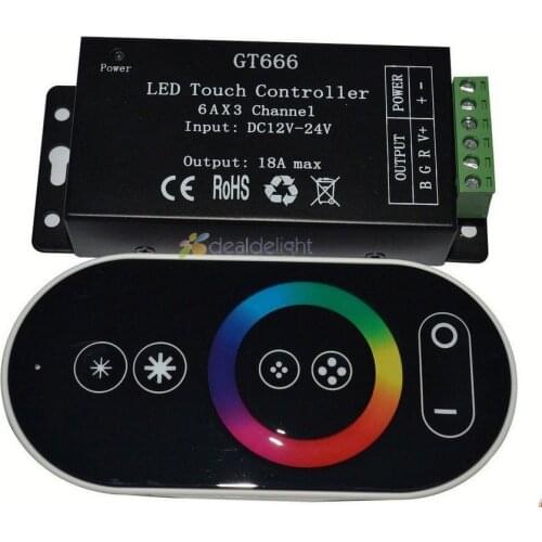 12-24V 18A RF RGB controller led touch remote controller for RGB led strip GT666