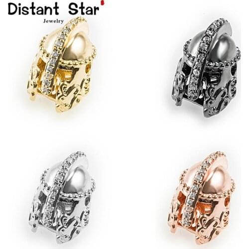 14*11mm Spartan Warrior Helmet High Quality Brass Cubic Zirconia Diy Bead Bracelet Jewelry Making Accessories Connector Hole