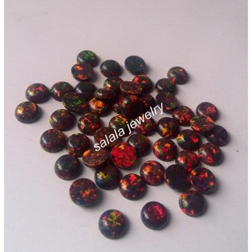 200pcs/lot Free Shipping 5MM OP20 Synthetic Multi Cherry Fire Opal , Round Opal Cabochon