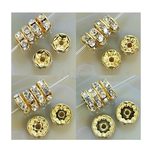 6 mm 8 mm 10 mm 12 mm ,each size 100 Pieces, Wdgr2A Rhinestone Rondelle Spacer, Silver Plated OES DIY beads Jewelry