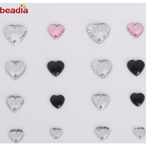 8*8-16*16mm Multi Size Crystal heart Rhinestones 2 Holes Acrylic Sew On Rhinestone Jewelry For Shoes Dress Clothes Decoration