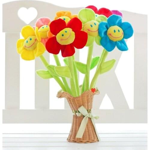 A bunch of Flowers 8PCS Cartoon Sunflower Plush Toy Stuffed Lovely Home Decor GirlFriends Lover Gift Valentines Day Present
