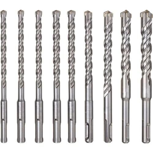 9 Pcs/Set Round Shank Cross Electric Hammer Drill Bit Set for Wall Concrete Drilling Hole Saw Kit 896B