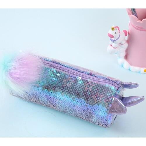 Sequins Animals Pencil Case Portable Glitter Cosmetic Bag GirlS School Pencil Box Pencilcase Stationery Supplies