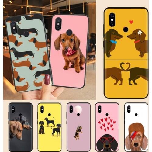 Dachshund Dog Silhouette cartoon dog Phone Case For Xiaomi Redmi note 7 8 9 t max3 s 10 pro lite Luxury brand shell funda coque