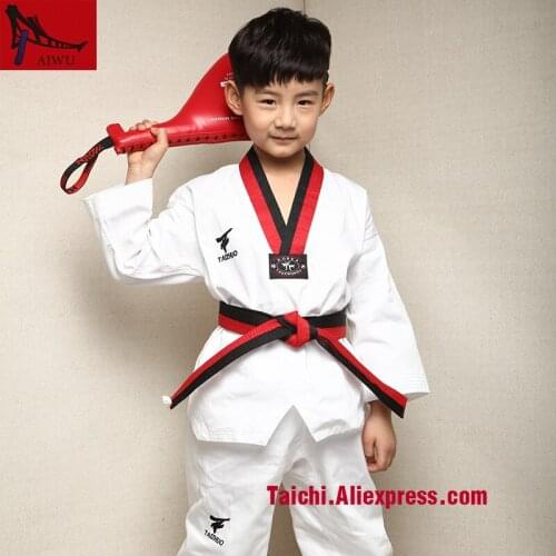 Children Cotton Taekwondo Uniform Children Long Sleeve Tae Kwon Do Do Boks Clothes TKD