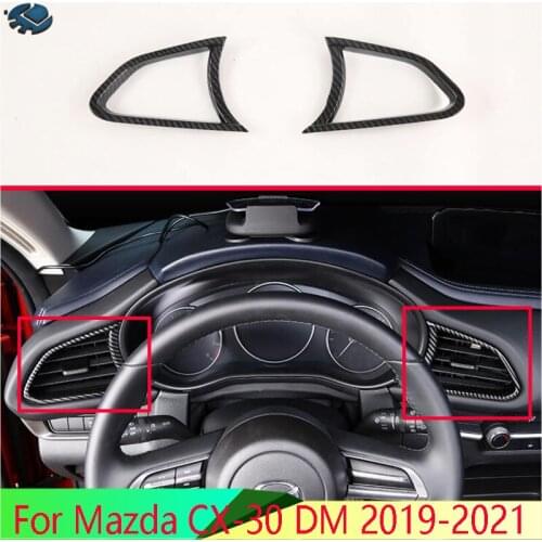 For Mazda CX-30 DM 2019-2021 Car Accessories Carbon Fiber Style Instrument panel vents decorated with sequins