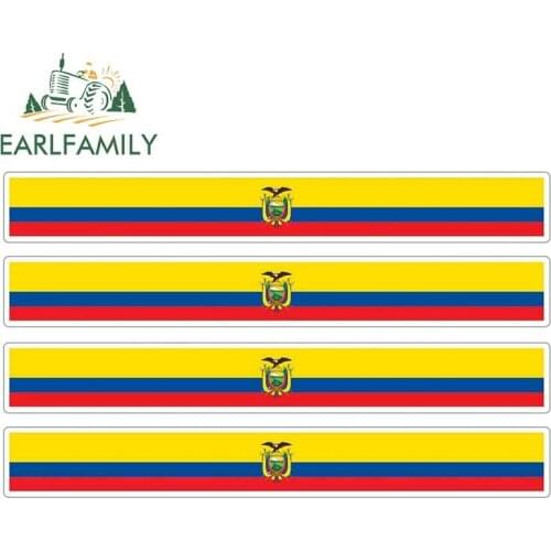 EARLFAMILY 13cm x 1.7cm 4pcs Car Stripe Motorcycle Racing Flag Sticker Car Window Decal Bike Moto Tuning Ecuador Car Stickers