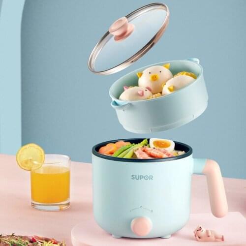 SUPOR 220V Mini 1.2L Electric Rice Cooker Non-Stick Multi Cooker Electric Frying Pot with Steamer Household Hot Pot
