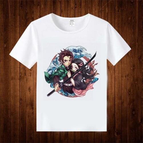 Demon Slayer Kamado Tanjirou T-Shirt Kimetsu no Yaiba Agatsuma Zenitsu Japanese Anime Printed Summer T Shirt Top Tee Costume