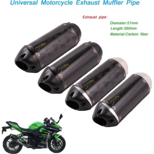 51mm DB Killer Exhaust Muffler Pipe for 360mm Length Carbon Fiber Silencer System Silp on Motorcycle Scooter ATV