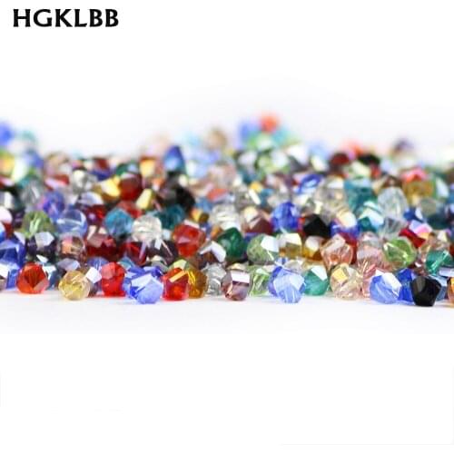 HGKLBB Twisted Faceted Austrian crystal beads ball 4mm100pcs Transparen Spacer glass Loose Beads For Jewelry Making bracelet DIY