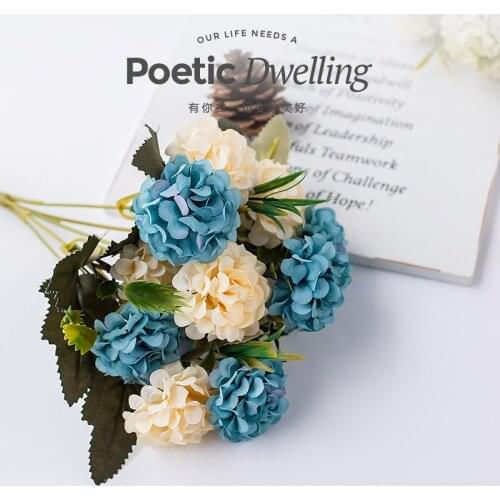 1pcs Hydrangea Simulation Bouquet Silk Plastic Flowers Flowers Flower Wedding Arrangement Living Room Decoration