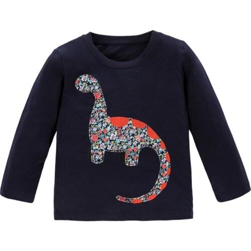 Jumping meters Baby Dinosaurs T shirts Cotton Girls Animals Clothing for Autumn Spring Childrens Tees Tops