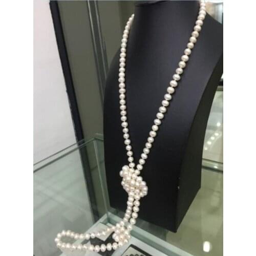 Classic 8-9mm south sea white round pearl necklace 48inch14k/20