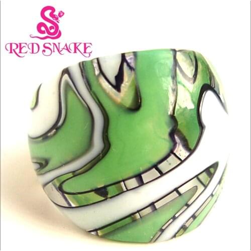 RED SNAKE Fashion Ring Handmade Fluidity Design Abstract painting Murano Glass Rings No.B