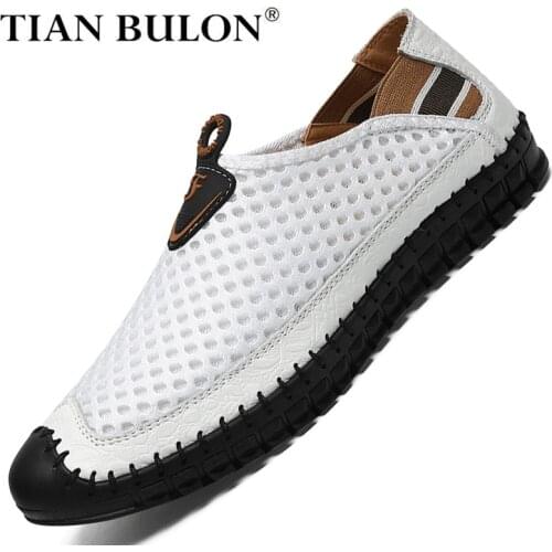 Summer Men Shoes Outdoor Mesh Sneakers Men Breathable White Male Casual Shoes Luxury Brand Lightweight Mens Loafers Plus Size 48
