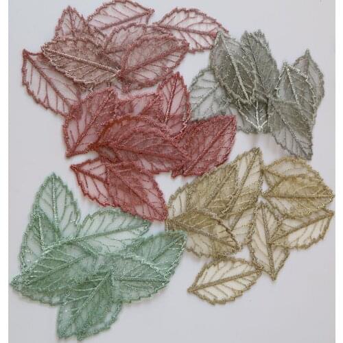10pcs/lot sew on leaf lace patches for clothing Leaves embroidery applique parches para for bags backpack jeans