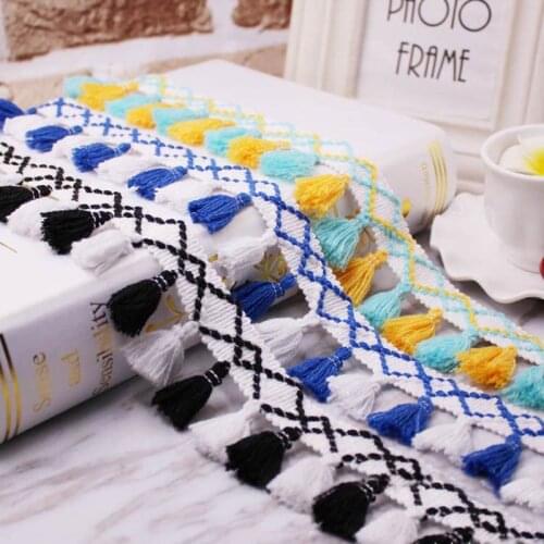 10yards/lot DIY accessories tassel trim cotton bohemian tassel trimmings fringes trims reflective tape edge for sewing clothes