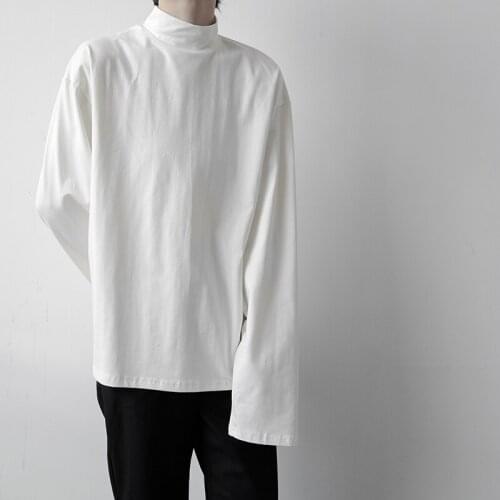 2021 Men Turtleneck Long Sleeve T-Shirt Male Women Harajuku Streetwear Chic Brand Fashion Top Tshirt Couple Tee Shirt