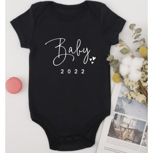 Baby Announcement Coming Soon 2022 Newborn Baby Bodysuits Summer Boys Girls Romper Body Pregnancy Reveal Clothes