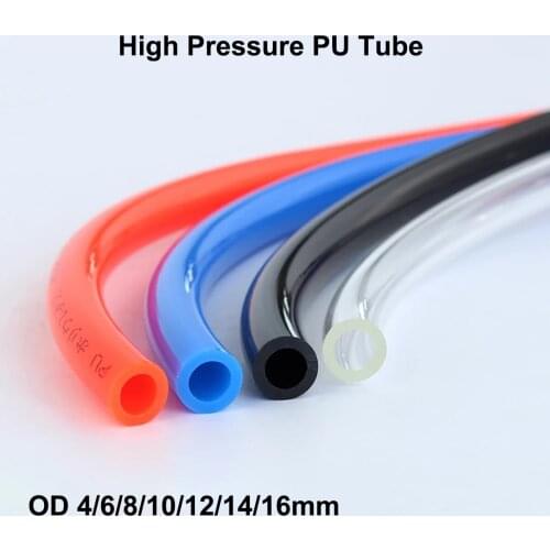 2 Meter OD 4/6/8/10/12/14/16mm High Pressure PU Tube Pneumatic Air Hose For Compressor Polyurethane Tubing