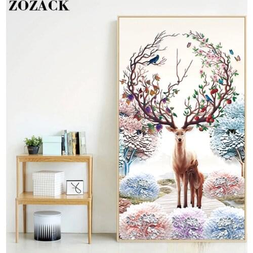 Full Needlework DIY Elk Silk/Cotton Thread Cross stitch Animal Deer Printed Embroidered Fabric Pattern Cross-stitch Home Decor