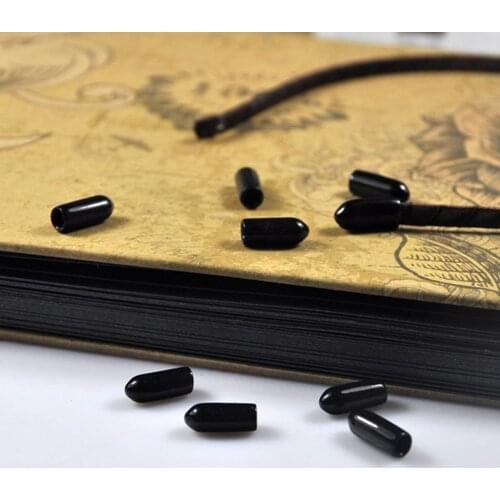 50 Pcs Black Metal Headbands Ends Rubber Cover Cap 3mm 5mm 7mm for Choice