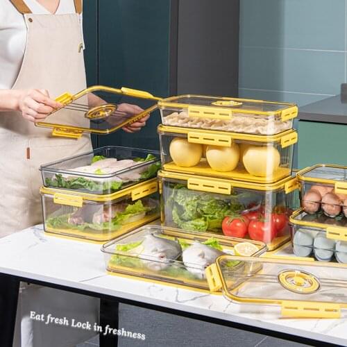 Kitchen Refrigerator Food Storage Transparent Container Built-in Partitions Large-capacity Crisper with Lid Leak-proof Seal