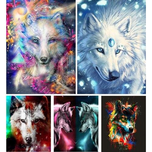 Sale 5D DIY Diamond Painting Animals Wolf Cross Stitch Kit Full Square Embroidery Mosaic Art Picture of Rhinestones Crafts Decor