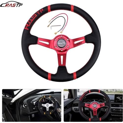 Pretty leather Aluminum Universal 14inch 350mm Drifting Steering Wheel/Leather Car Steering wheel Handsome Appearance RS-STW026