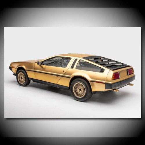 Modern Wall Art Picture Canvas Painting Vehicle Delorean DMC-12 Goldplated Classic Old Car Print Posters for Living Room Decor