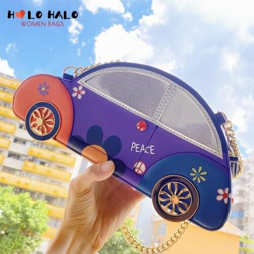 Cute Car Style Girls Purses and Handbags for Women Stitching Color Chain Shoulder Bags Party Clutch Female Designer Brand Totes