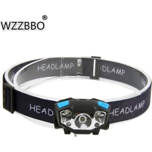 XPE LED Rechargeable Headlamp White Red Finger Induction Headlights Head Light Lamp Torches Flashlight Built-in Battery